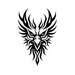 Tribal Style Black and White Eagle Head Vector Illustration