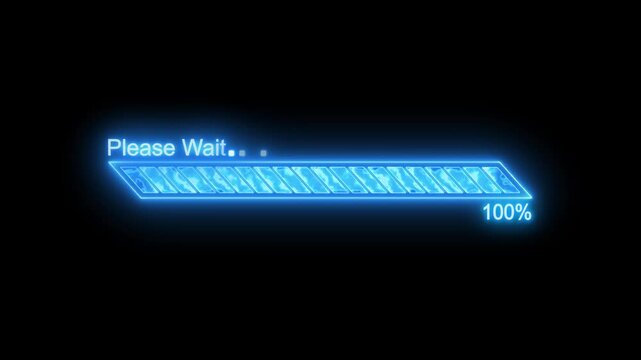 Stylish Neon Progress Bar Animation, Please Wait Loading Bar Animated