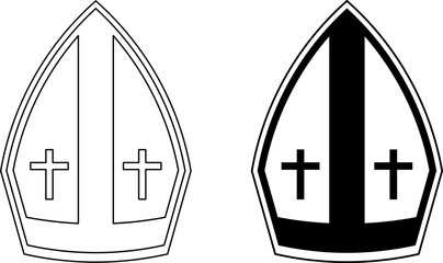 outline silhouette Mitre icon set