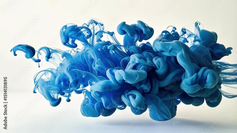 Poster captivating swirl of blue paint dissolving into water, creating a beautiful abstract form with smoot