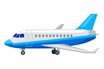 Modern airplane design blue and white jet aircraft
