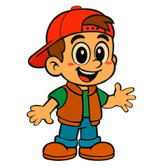 cartoon boy character in retro style