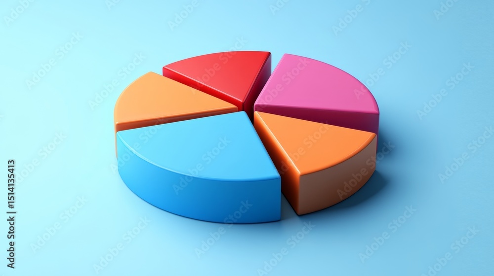Aufkleber stylish d pie chart on soft matte background with high contrast parts