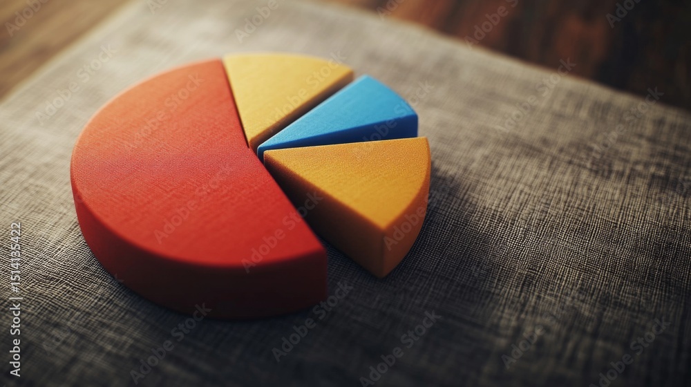 Poster stylish d pie chart on soft matte background with high contrast parts