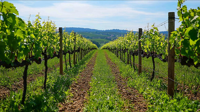 A sustainable vineyard using cover crops between rows for soil enrichment
