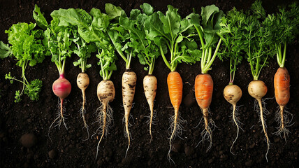 A root vegetable garden showing loose breathable soil structure