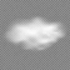 Realistic fluffy white clouds and smoke, fog. Vector illustration