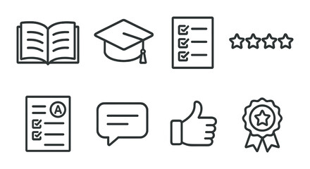 Educational line icons set – outline, learning and academic symbols for schools