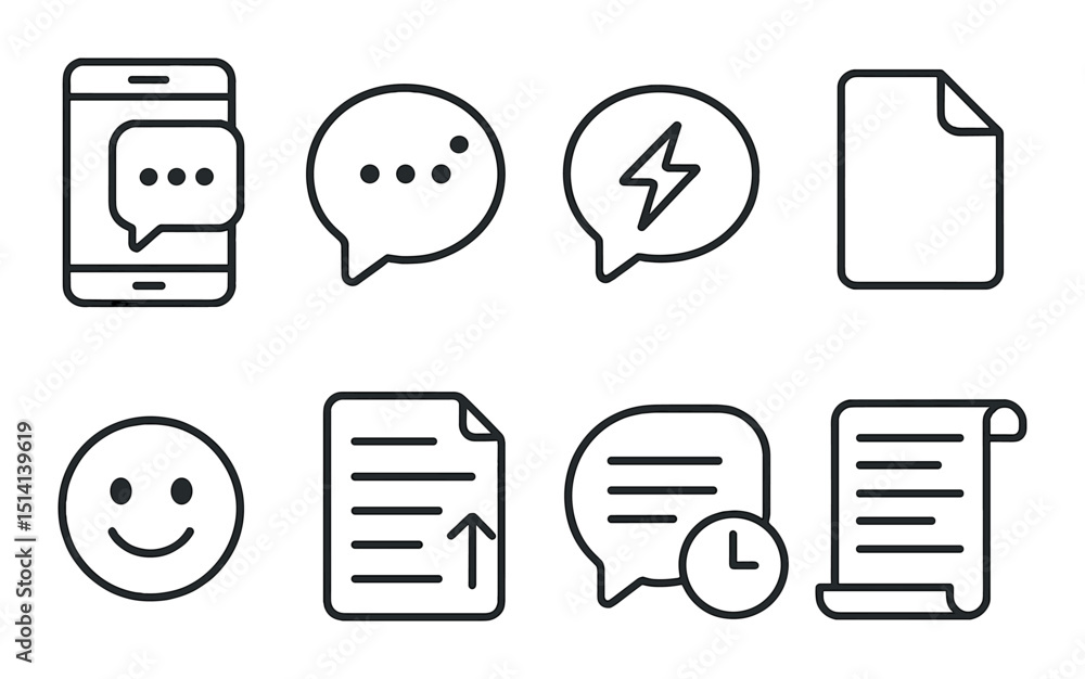 Aufkleber instant messaging icons set – linear, communication and chat interface graphics
