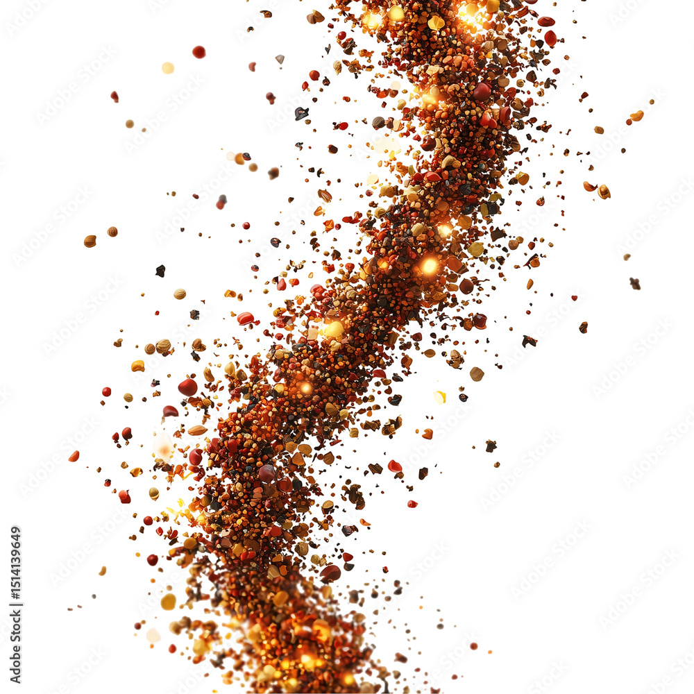 Poster abstract particles explosion rendering with glowing light effects isolated on white background