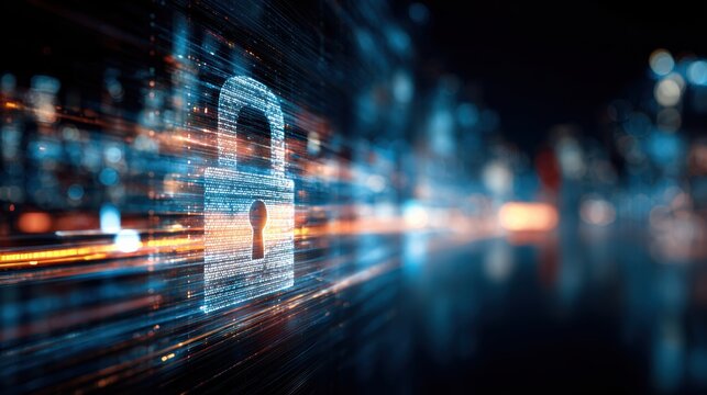 A digital representation of a secure lock symbolizing cybersecurity and data protection in a tech-savvy world.