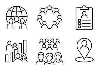 Global population silhouette icons set – figures, demographics, community symbols