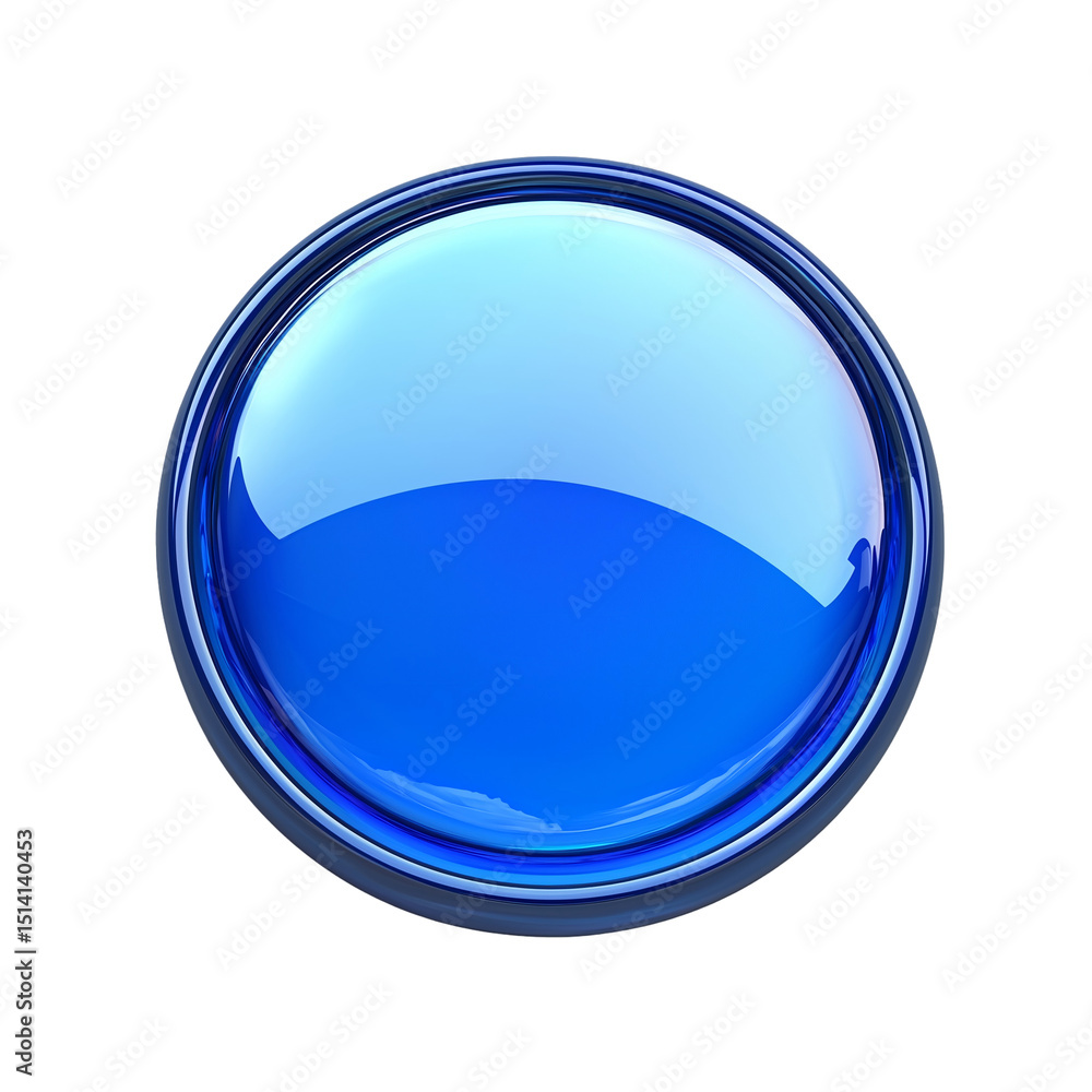 Poster shiny blue button graphic element for web design and interfaces isolated on white background