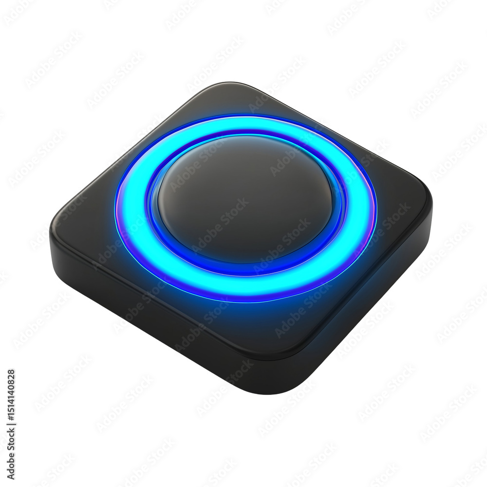 Leinwandbilder glowing button device technology interface round shape design object isolated on white background