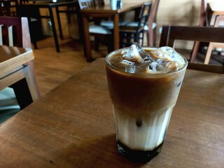 Refreshing iced coffee milk drink, caffeine in coffee is good for health