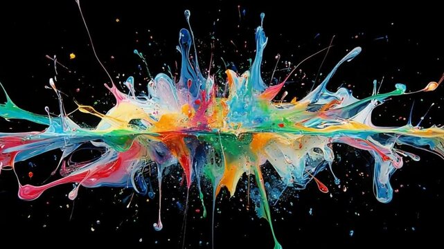 Colorful Paint Splash Explosion on Black Background for Creative Projects