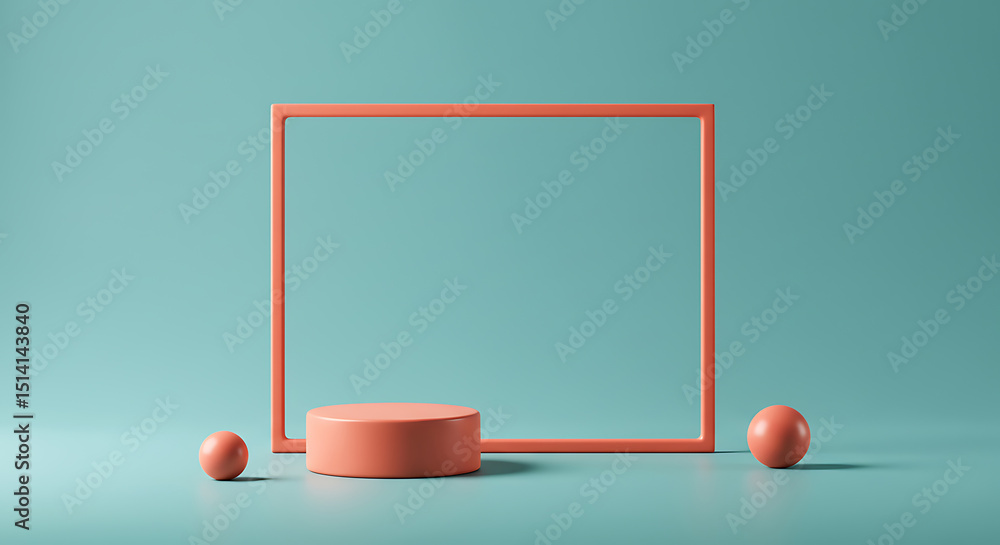 Aufkleber minimalist product display scene with geometric frame 3d render