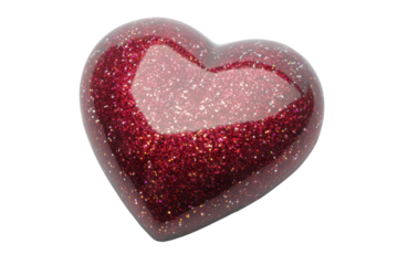 Glittery Red Heart Ornament Decorated with Sparkling Fine Red and Silver Glitter for Romantic Celebrations Valentine's Day or Love Themed Events