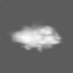 Realistic fluffy white clouds and smoke, fog. Vector illustration