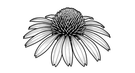 Fototapeta premium Black and white illustration of a detailed flower with petals 