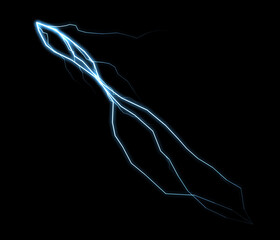 A vibrant blue electric bolt arcs across a dark background, showcasing the raw energy and stunning visual display of a storm.