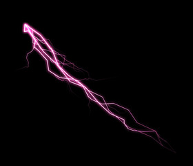 Dynamic electric discharge, a luminous pink bolt against deep black.