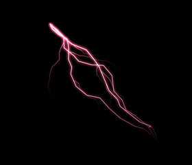 A striking pink lightning bolt illuminates the darkness, showcasing nature's raw electrical power in a dynamic display.