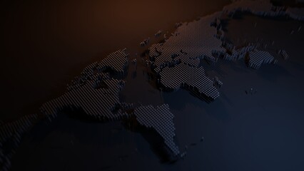 3D dotted world map with modern digital globe design and futuristic abstract style