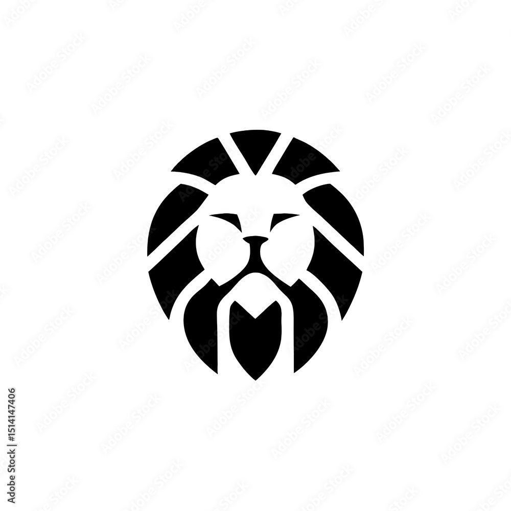 Poster striking lion head logo cut out with sharp details isolated on a bright art scale background suitabl