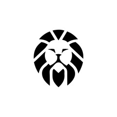 Striking lion head logo cut out with sharp details isolated on a bright art scale background suitable for various design applications and branding