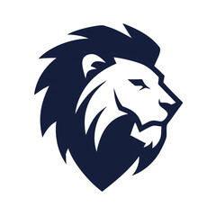 Lion head logo features a strong and elegant design with bold lines on a blank white background emphasizing its powerful symbolism and artistic details