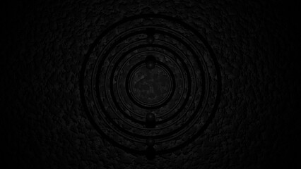 Black sci-fi ring with abstract futuristic design on a deep dark background