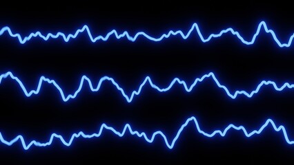 Blue neon pulse line glowing with dynamic energy on dark futuristic background