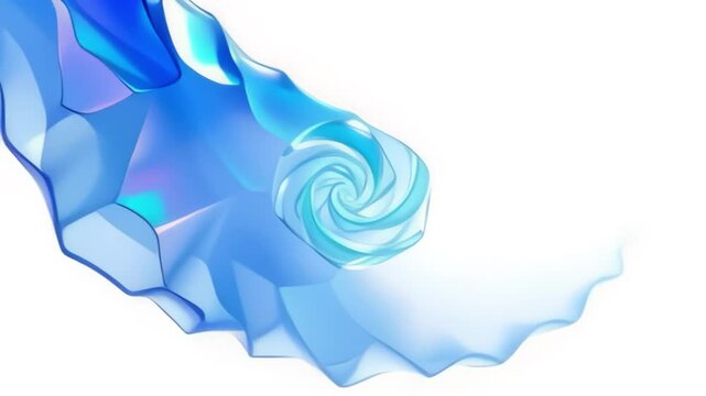 Crystal Blue Spiral Flow on White Abstract Background