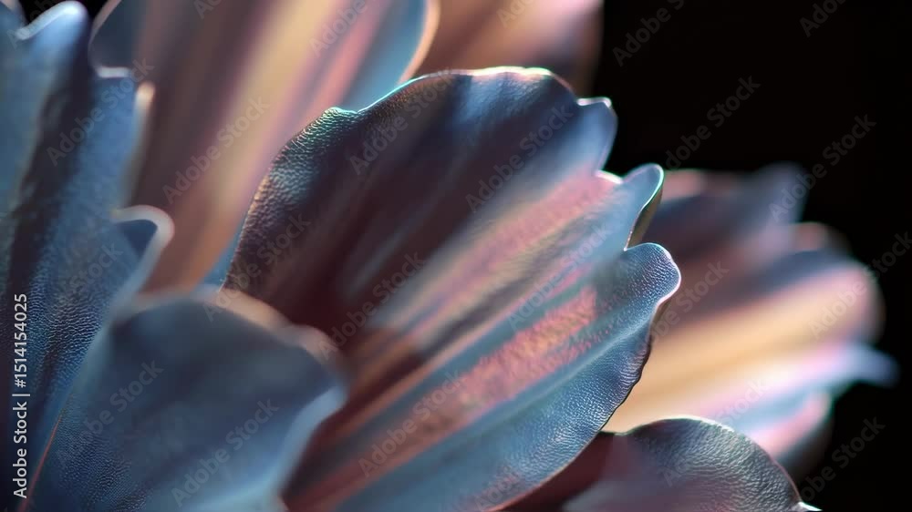Poster light reveals the glossy finish of flower petals, creating a beautiful contrast with the matte backg