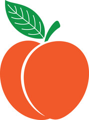 Peach Fruit with Leaf Vector