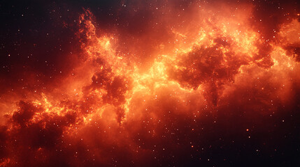 Fototapeta premium A fiery cosmic river blazing through the star studded darkness of space creating a celestial phenomenon in bright orange