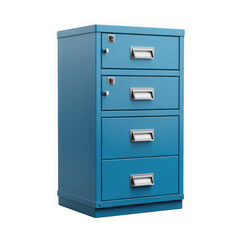 Blue filing cabinet furniture isolated on transparent background
