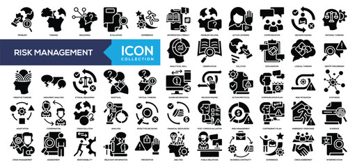 Risk Management Glyph Icon Collection