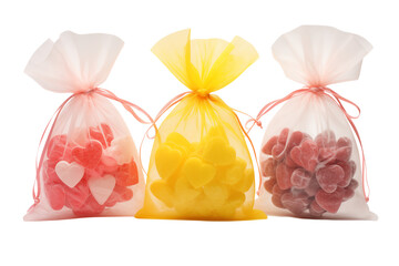 Heart-Shaped Candy in Sheer Bags: Perfect for Valentine's Day or Gifts isolated on transparent background png