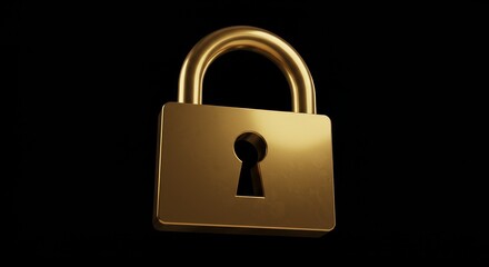 Fototapeta premium 3d Golden Padlock Security Metal Safety Access Protection Privacy