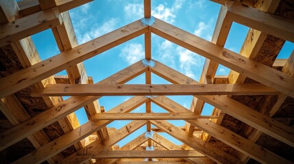 Wooden Roof Truss Structure, Construction Site