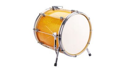 Isolated musical percussion instrument: a snare drum on a white background