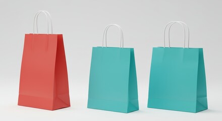 3D Rendering Colorful Shopping Bags Retail Paper Mockup