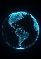 Abstract 3D Globe Digital Earth Showing Continents in Dark Blue