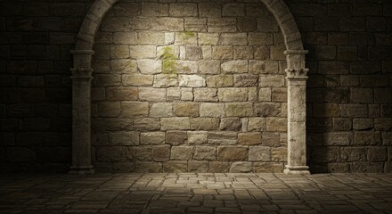 3d Stone Wall Architecture Background Texture Vintage Pattern