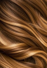 Naklejka premium Abstract Art of Wavy Brown Hair Golden Light Texture Background