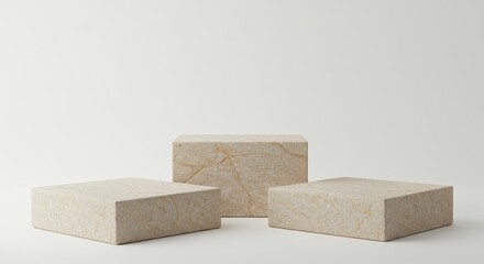 Abstract Beige Blocks Podium Texture Background Mockup Product Display