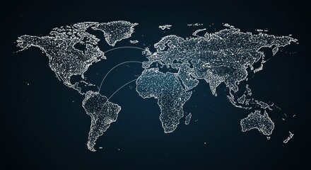 Abstract Illustration of World Map Global Digital Network Connections