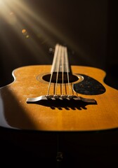 Fototapeta premium Acoustic Guitar Dark Moody Lighting Musical Instrument Photo